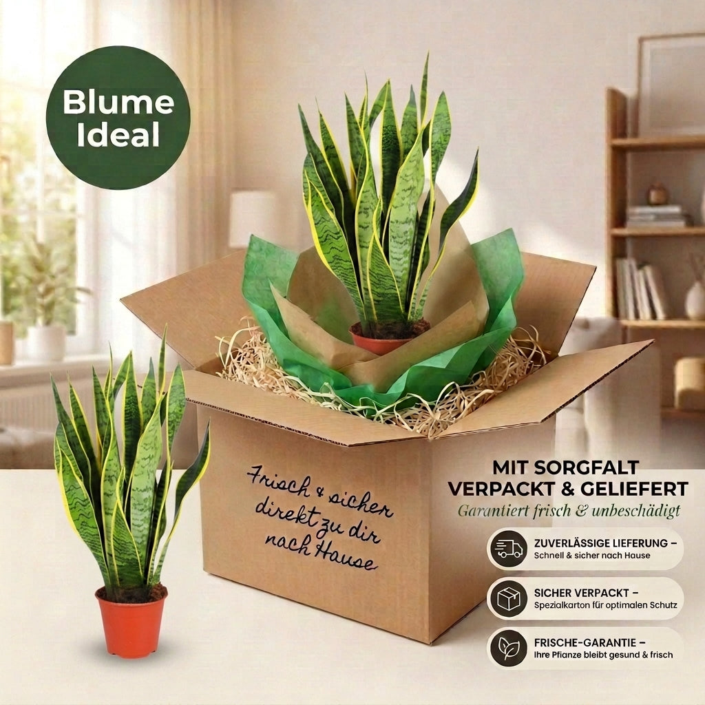Bogenhanf + 2x Zinktopf | 2er-Set | Sansevieria | ca. 40-50 cm | Ø 12-15 cm Topf