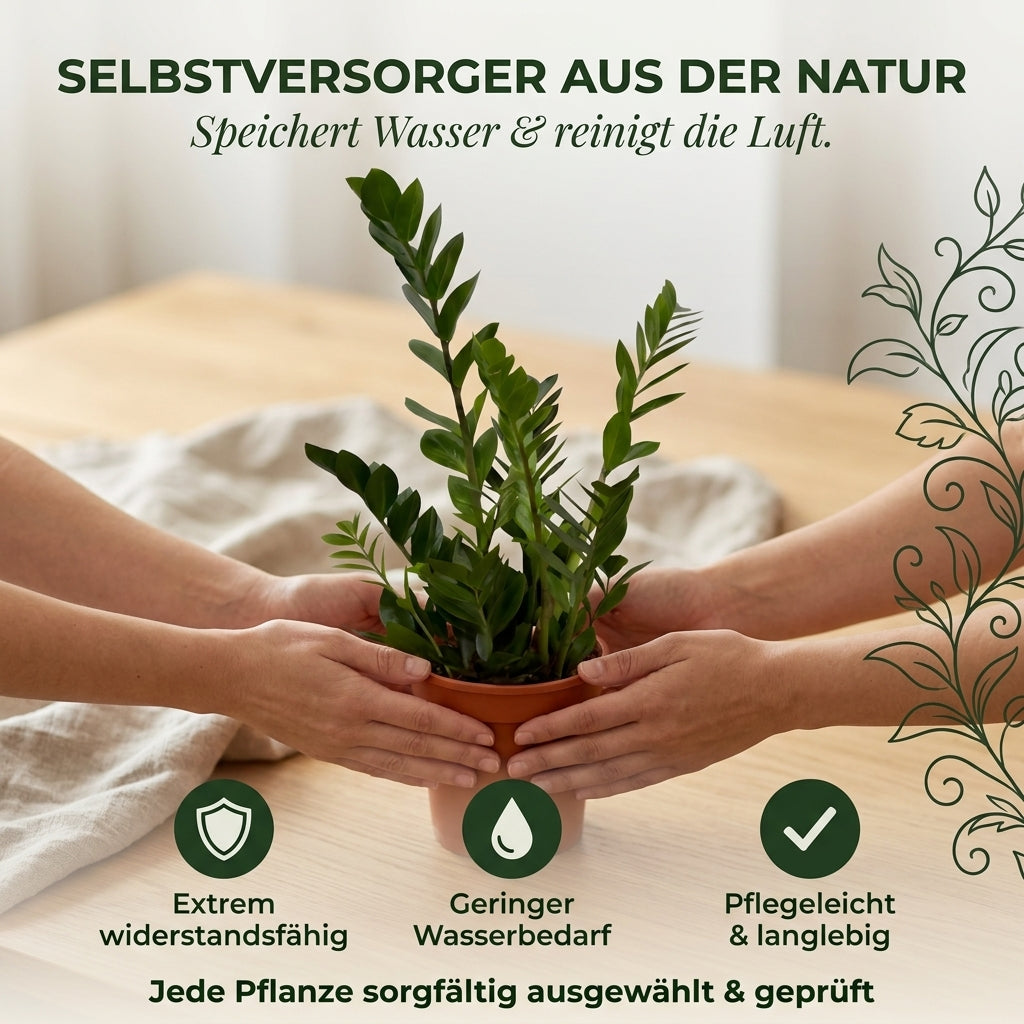 Glücksfeder + 2x Zinktopf | 2er-Set | Zamioculcas zamiifolia | ca. 40-50 cm | Ø 12-15 cm Topf