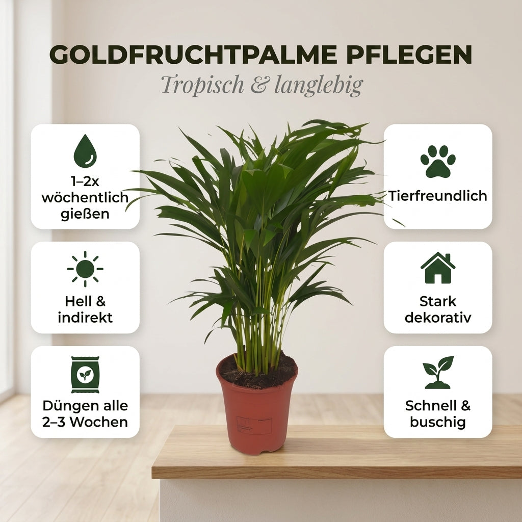 Goldfruchtpalme + 2x Seegraskorb | 2er-Set | Dypsis lutescens | ca. 40-50 cm | Ø 12-15 cm Topf