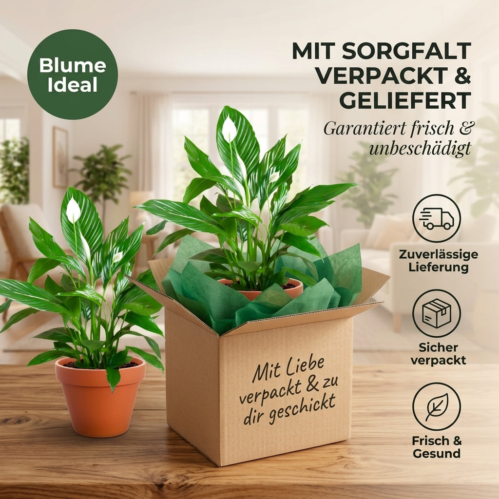 Einblatt + 2x Zinktopf | 2er-Set | Spathiphyllum | ca. 40-50 cm | Ø 12-15 cm Topf