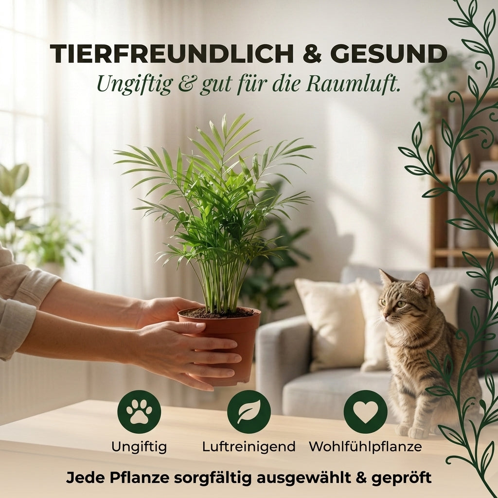 Bergpalme + 2x Zinktopf | 2er-Set | Chamaedorea elegans | ca. 40-45 cm | Ø 12-15 cm Topf